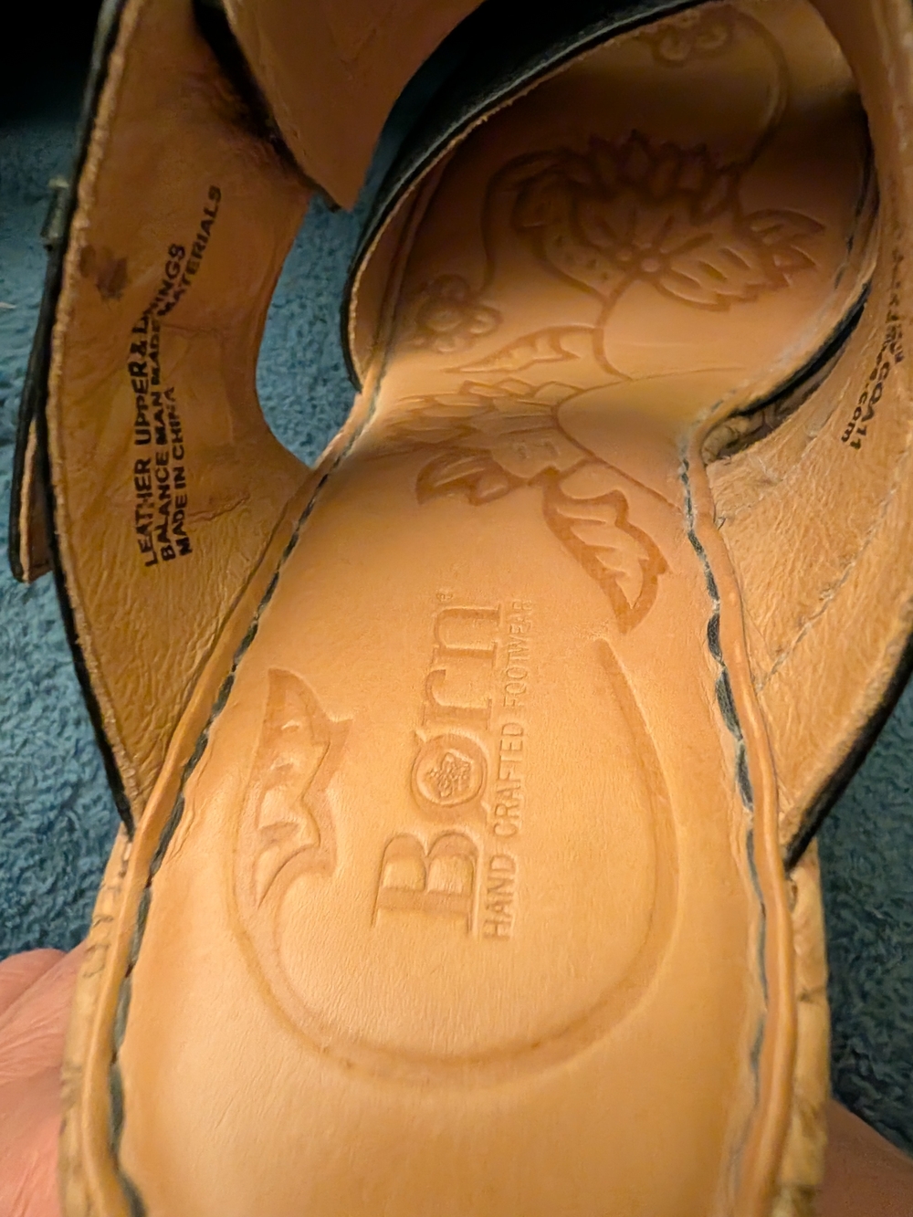 Born Brand Black Leather Slide Platform Sandals - Women Size 9.5 - Picture 4 of 6
